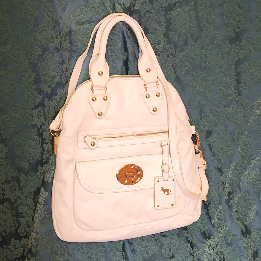 Emma Fox White Leather Satchel OS